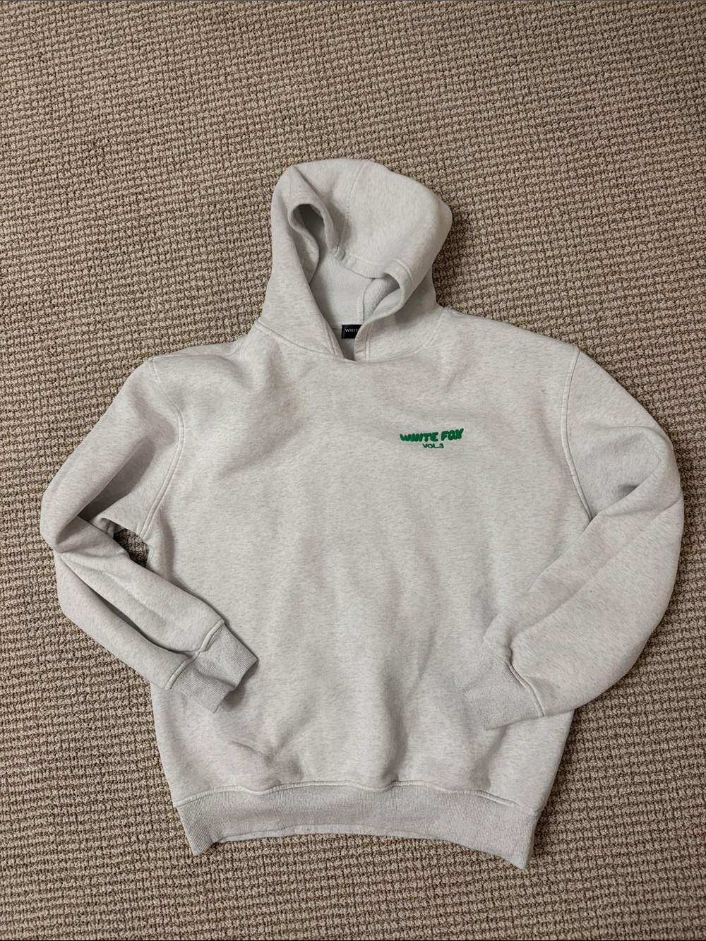 White Fox Boutique Light Gray Hoodie with Green Logo size M/L